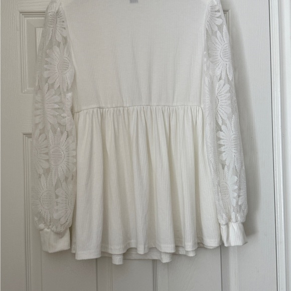 SHEIN White Babydoll Dress with Bishop Sleeves - Picture 4 of 8